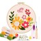 Punch Needle Embroidery Starter Kits for Kids and Adults Beginners, Include Instructions, Punch Needle Fabric with Floral Pattern, Yarns, Embroidery Hoops and Threader Tools